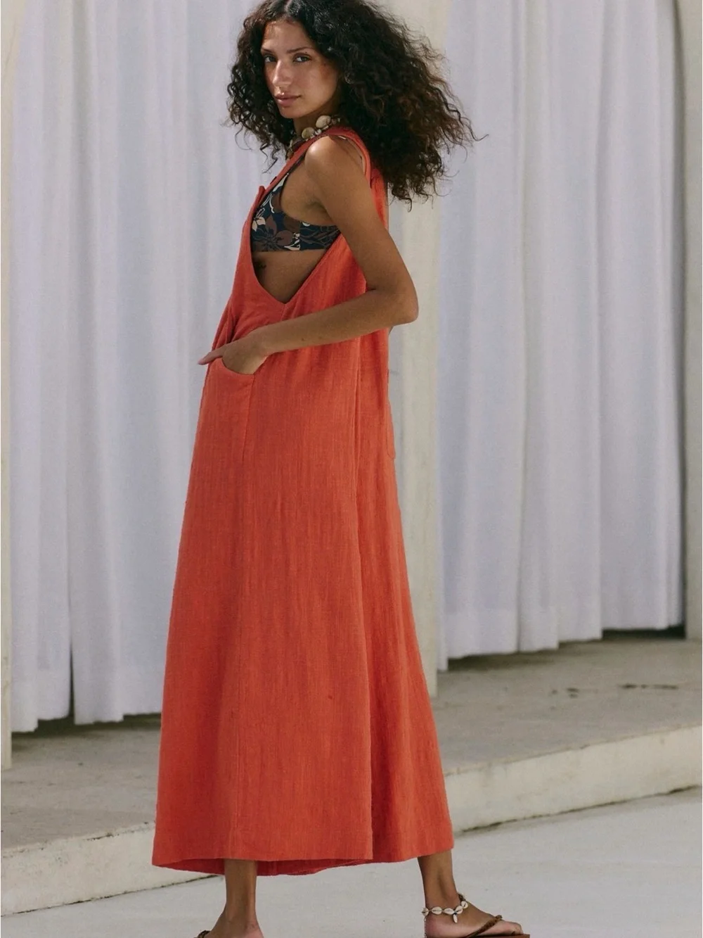 NWT Free People Sun-Drenched Overalls in Honey Gold